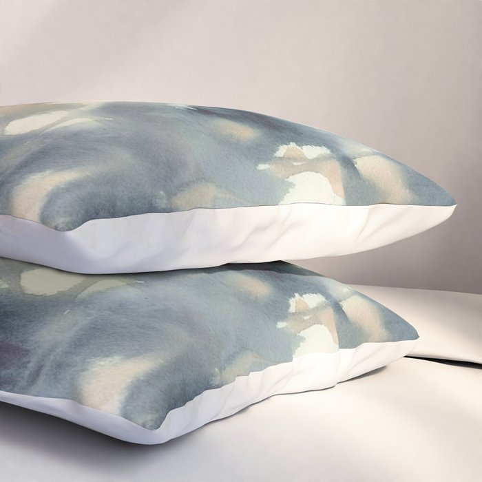 Ethereal Ink Flow Ginkgo Abstract Watercolor in Warm Neutrals and Deep Charcoal Pillow Sham Gallery Image 3