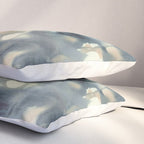 Ethereal Ink Flow Ginkgo Abstract Watercolor in Warm Neutrals and Deep Charcoal Pillow Sham Gallery Image 3