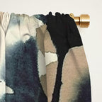 Ethereal Ink Flow Ginkgo Abstract Watercolor in Warm Neutrals and Deep Charcoal Window Curtain Gallery Image 2