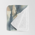 Ethereal Ink Flow Ginkgo Abstract Watercolor in Warm Neutrals and Deep Charcoal Throw Blanket Gallery Image 3