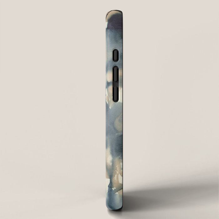 Ethereal Ink Flow Ginkgo Abstract Watercolor in Warm Neutrals and Deep Charcoal iPhone Case Gallery Image 2