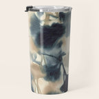 Ethereal Ink Flow Ginkgo Abstract Watercolor in Warm Neutrals and Deep Charcoal Travel Mug Gallery Image 3