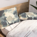 Ethereal Ink Flow Ginkgo Abstract Watercolor in Warm Neutrals and Deep Charcoal Pillow Sham Gallery Image 2