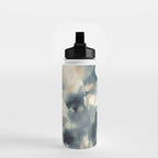 Ethereal Ink Flow Ginkgo Abstract Watercolor in Warm Neutrals and Deep Charcoal Water Bottle Gallery Image 2