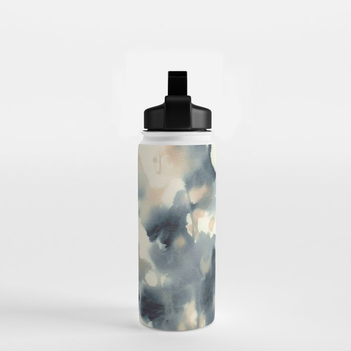 Ethereal Ink Flow Ginkgo Abstract Watercolor in Warm Neutrals and Deep Charcoal Water Bottle Gallery Image 2