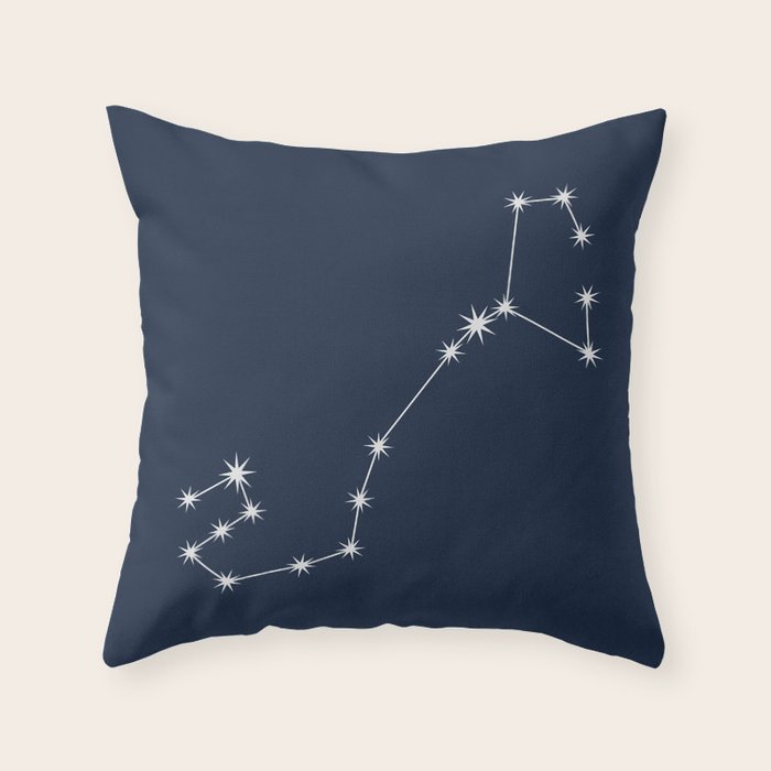 Scorpio Zodiac Star Constellation Line Art Dark Blue Throw Pillow Gallery Image 6