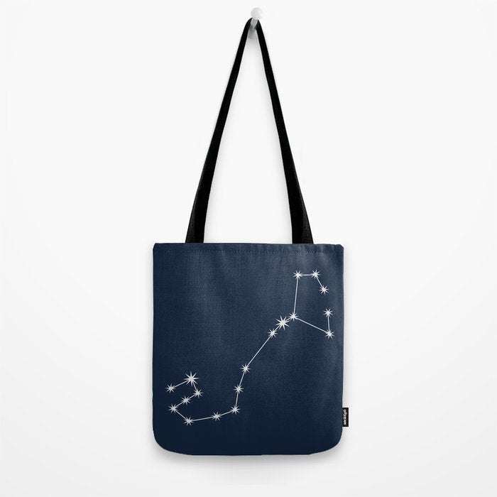 Scorpio Zodiac Star Constellation Line Art Dark Blue Tote Bag Gallery Image 2