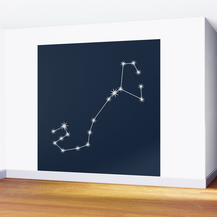 Scorpio Zodiac Star Constellation Line Art Dark Blue Wall Mural Gallery Image 2