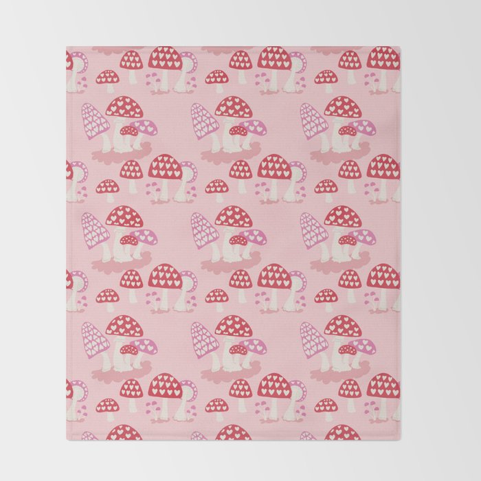 Valentine Mushrooms Throw Blanket Gallery Image 2