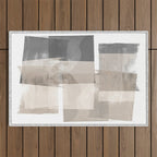 Grey and Beige Minimalist Geometric Abstract âBuilding Blocksâ Outdoor Rug Gallery Image 1