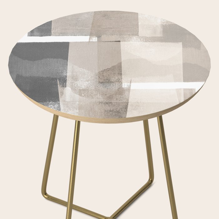 Grey and Beige Minimalist Geometric Abstract âBuilding Blocksâ Side Table Gallery Image 2