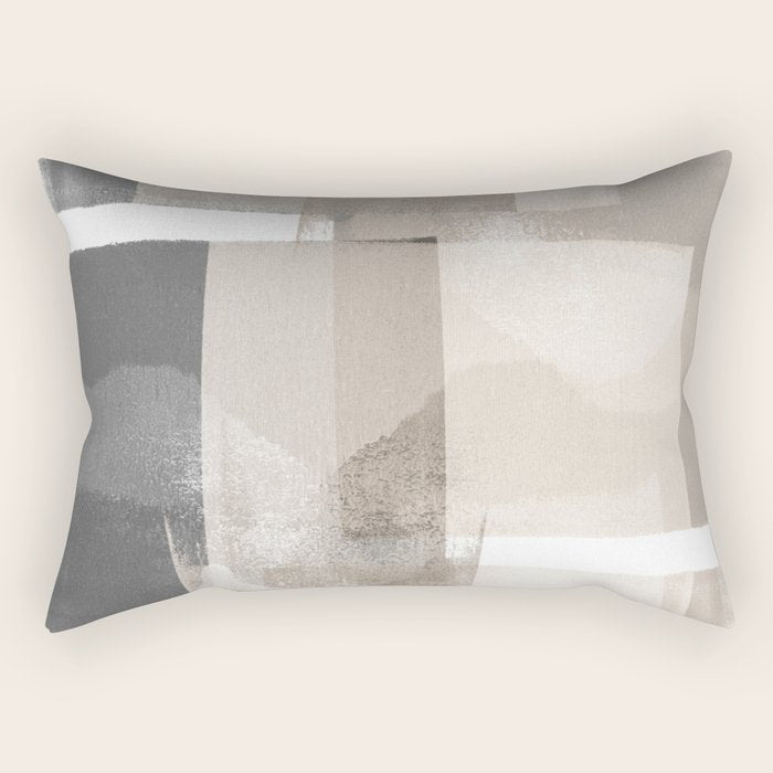 Grey and Beige Minimalist Geometric Abstract âBuilding Blocksâ Rectangular Pillow Gallery Image 2