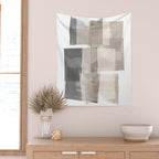 Grey and Beige Minimalist Geometric Abstract âBuilding Blocksâ Wall Tapestry Gallery Image 2