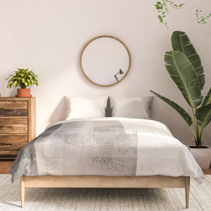 Grey and Beige Minimalist Geometric Abstract âBuilding Blocksâ Comforter Gallery Image 3