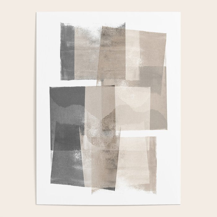 Grey and Beige Minimalist Geometric Abstract âBuilding Blocksâ Poster Gallery Image 4