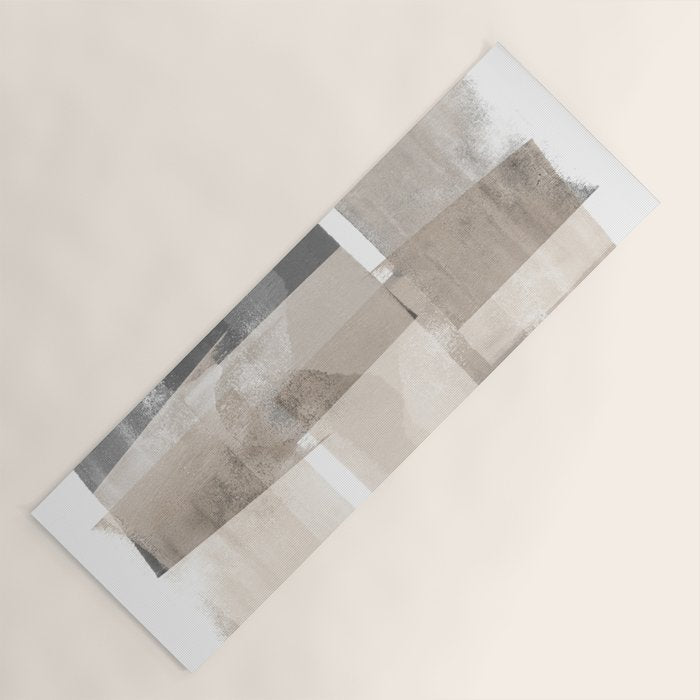 Grey and Beige Minimalist Geometric Abstract âBuilding Blocksâ Yoga Mat Gallery Image 1