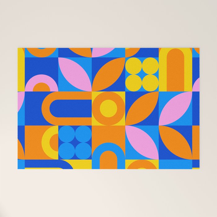 Colorful abstract geometric mosaic pattern Welcome Mat Gallery Image 1