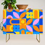 Colorful abstract geometric mosaic pattern Credenza Gallery Image 1
