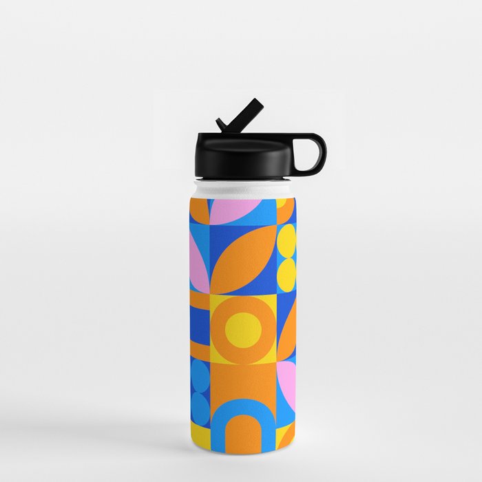 Colorful abstract geometric mosaic pattern Water Bottle Gallery Image 1