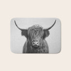 Highland Cow - Black & White Bath Mat Gallery Image 1