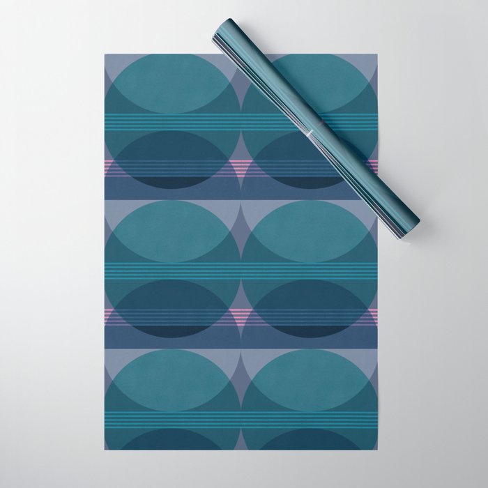 Abstraction_BLUE_LANDSCAPE_MOONLIGHT_NATURE_POP_ART_)521A Wrapping Paper Gallery Image 1