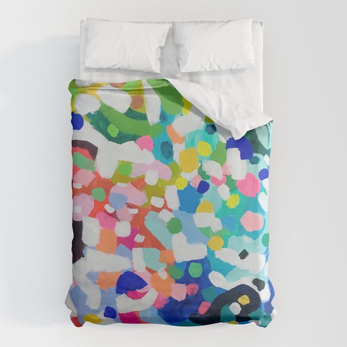 Rainbow Kaleidoscope by Ejaaz Haniff Colorful Art Abstract Painting Acrylic Painting Fun Shapes Pattern Duvet Cover Gallery Image 1