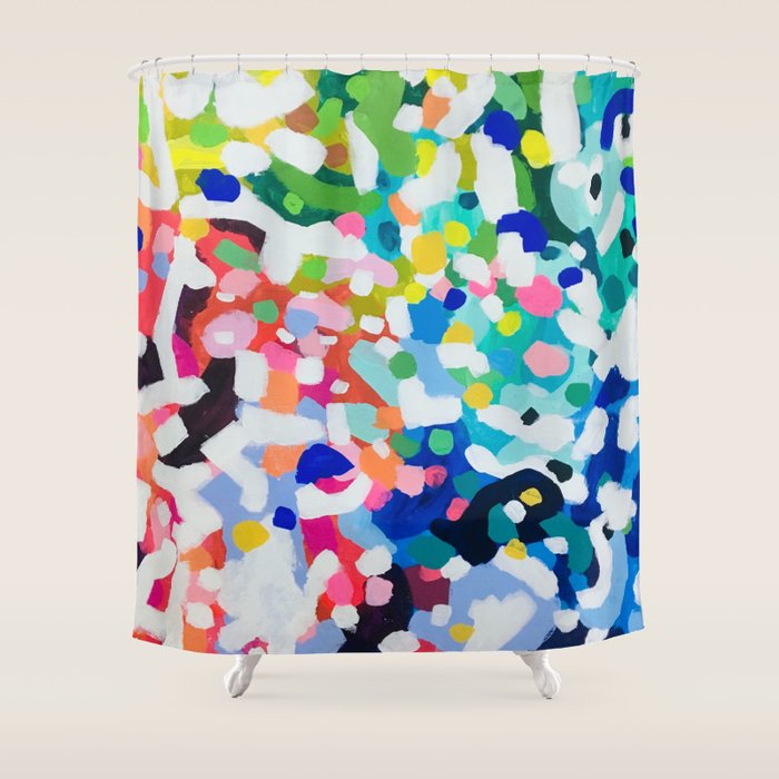 Rainbow Kaleidoscope by Ejaaz Haniff Colorful Art Abstract Painting Acrylic Painting Fun Shapes Pattern Shower Curtain Gallery Image 1