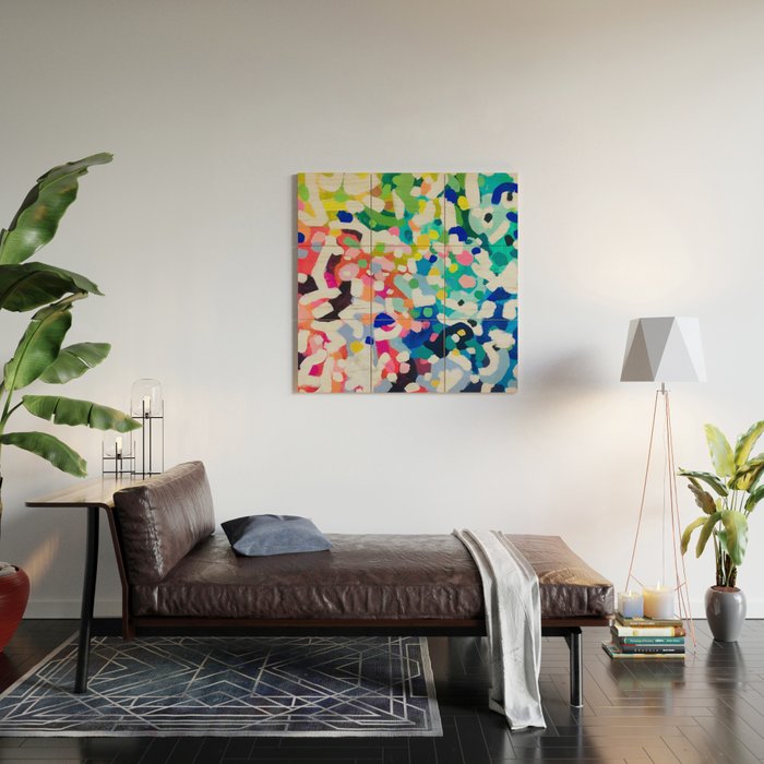 Rainbow Kaleidoscope by Ejaaz Haniff Colorful Art Abstract Painting Acrylic Painting Fun Shapes Pattern Wood Wall Art Gallery Image 2
