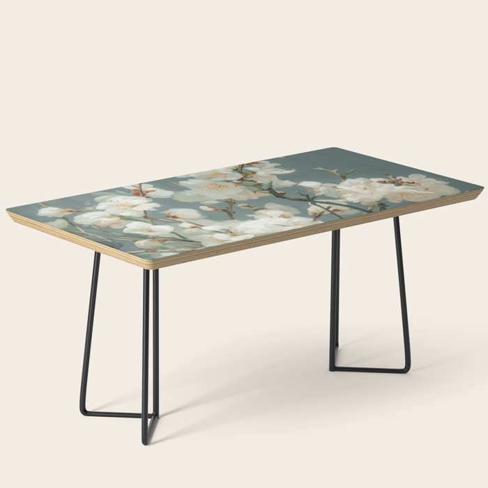 Cherry Blossom Painting Japanese Wall Art Floral Print Wabi Sabi Art Sage Green Poster japandi Art Coffee Table Gallery Image 1