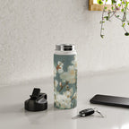 Cherry Blossom Painting Japanese Wall Art Floral Print Wabi Sabi Art Sage Green Poster japandi Art Water Bottle Gallery Image 4