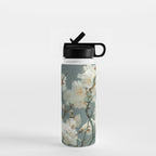 Cherry Blossom Painting Japanese Wall Art Floral Print Wabi Sabi Art Sage Green Poster japandi Art Water Bottle Gallery Image 1
