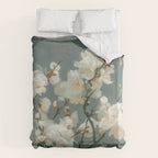Cherry Blossom Painting Japanese Wall Art Floral Print Wabi Sabi Art Sage Green Poster japandi Art Duvet Cover Gallery Image 6