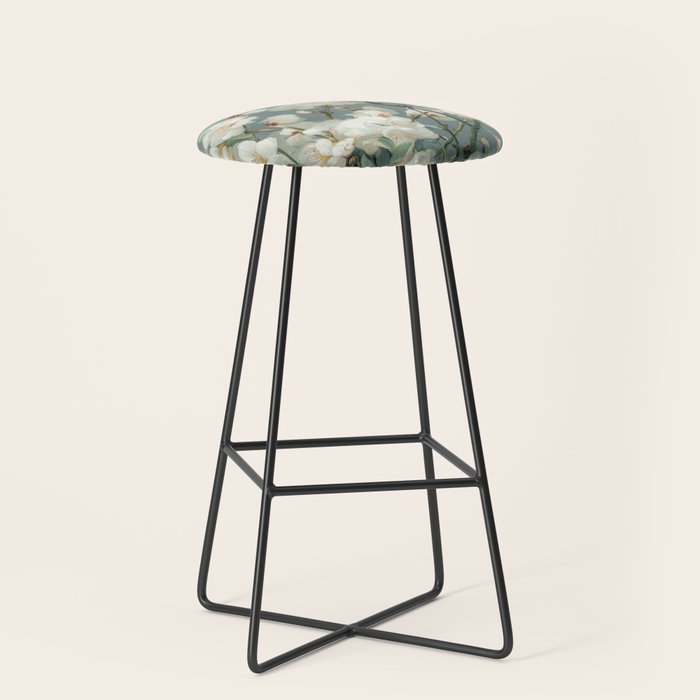Cherry Blossom Painting Japanese Wall Art Floral Print Wabi Sabi Art Sage Green Poster japandi Art Stool Gallery Image 1