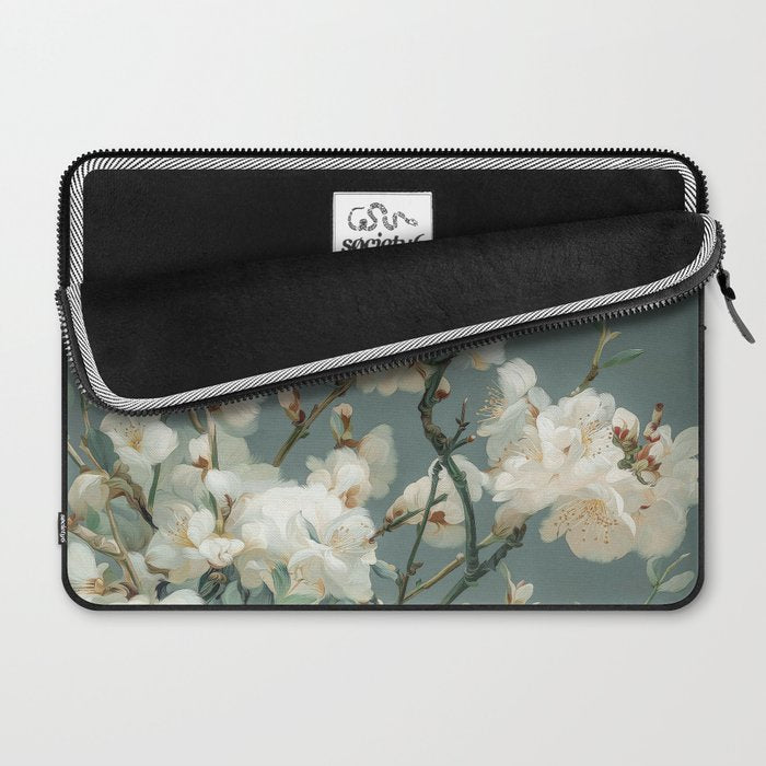 Cherry Blossom Painting Japanese Wall Art Floral Print Wabi Sabi Art Sage Green Poster japandi Art Laptop Sleeve Gallery Image 2