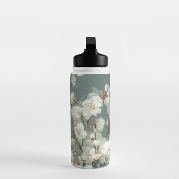 Cherry Blossom Painting Japanese Wall Art Floral Print Wabi Sabi Art Sage Green Poster japandi Art Water Bottle Gallery Image 3