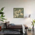 Cherry Blossom Painting Japanese Wall Art Floral Print Wabi Sabi Art Sage Green Poster japandi Art Wood Wall Art Gallery Image 2