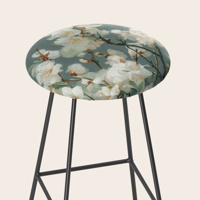Cherry Blossom Painting Japanese Wall Art Floral Print Wabi Sabi Art Sage Green Poster japandi Art Stool Gallery Image 2