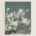 Cherry Blossom Painting Japanese Wall Art Floral Print Wabi Sabi Art Sage Green Poster japandi Art Jigsaw Puzzle Gallery Image 1