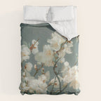 Cherry Blossom Painting Japanese Wall Art Floral Print Wabi Sabi Art Sage Green Poster japandi Art Comforter Gallery Image 6