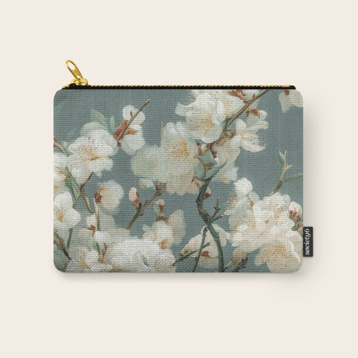 Cherry Blossom Painting Japanese Wall Art Floral Print Wabi Sabi Art Sage Green Poster japandi Art Carry All Pouch Gallery Image 1