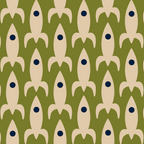 Space Age Rocket Ships - Atomic Age Mid-Century Modern Pattern in Mid Mod Beige and Olive Coffee Mug Gallery Image 2