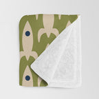 Space Age Rocket Ships - Atomic Age Mid-Century Modern Pattern in Mid Mod Beige and Olive Throw Blanket Gallery Image 3