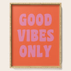 Retro Good Vibes Only Lettering in Pink and Orange Serving Tray Gallery Image 1