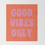 Retro Good Vibes Only Lettering in Pink and Orange Throw Blanket Gallery Image 2