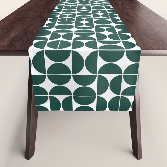 Mid Century Modern Geometric 04 Dark Green Table Runner Gallery Image 1