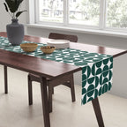 Mid Century Modern Geometric 04 Dark Green Table Runner Gallery Image 2
