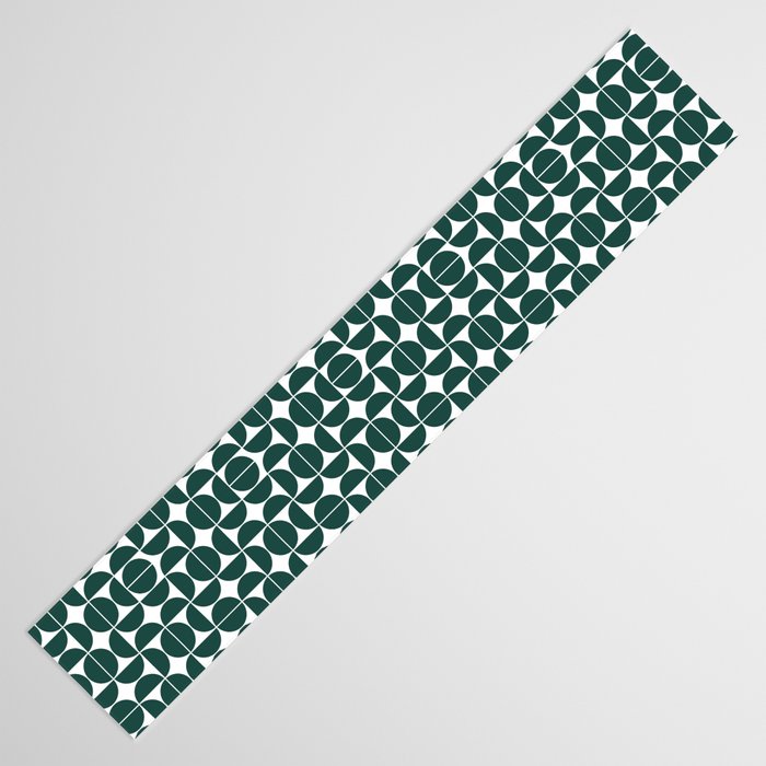Mid Century Modern Geometric 04 Dark Green Table Runner Gallery Image 3