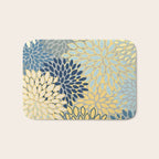 Floral Print, Yellow, Gray, Blue, Teal Bath Mat Gallery Image 1