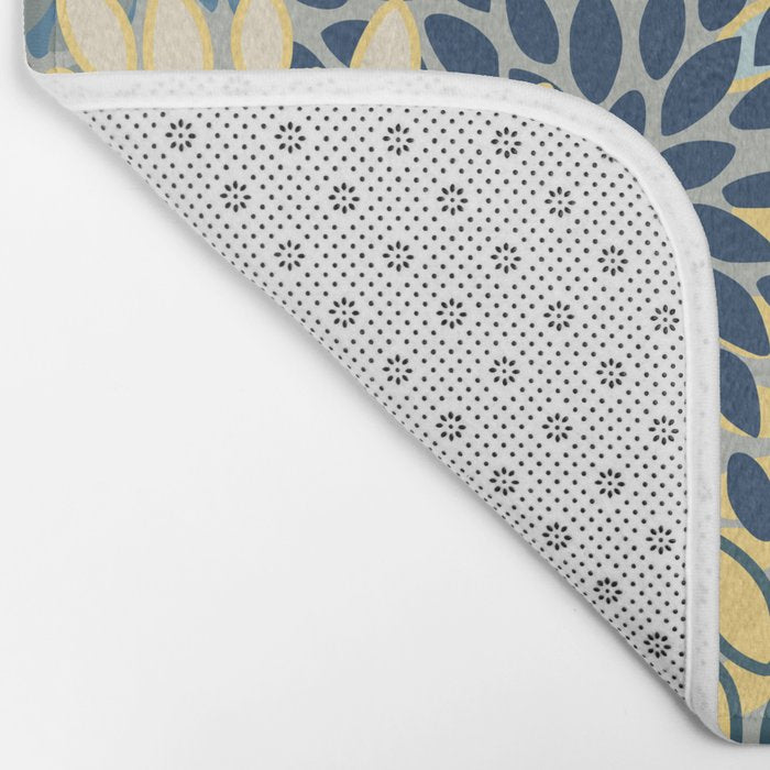 Floral Print, Yellow, Gray, Blue, Teal Bath Mat Gallery Image 2