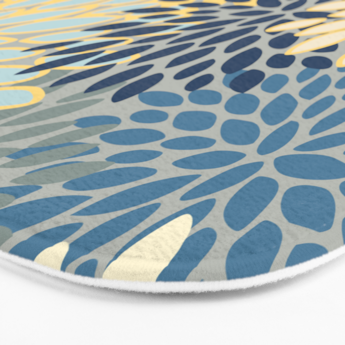Floral Print, Yellow, Gray, Blue, Teal Bath Mat Gallery Image 3